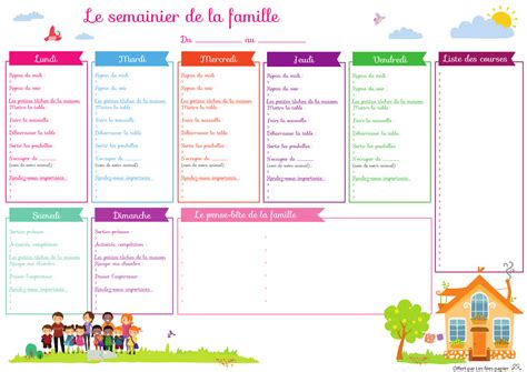 planning tache menagere famille nombreuse a imprimer|Planning ménage a imprimer